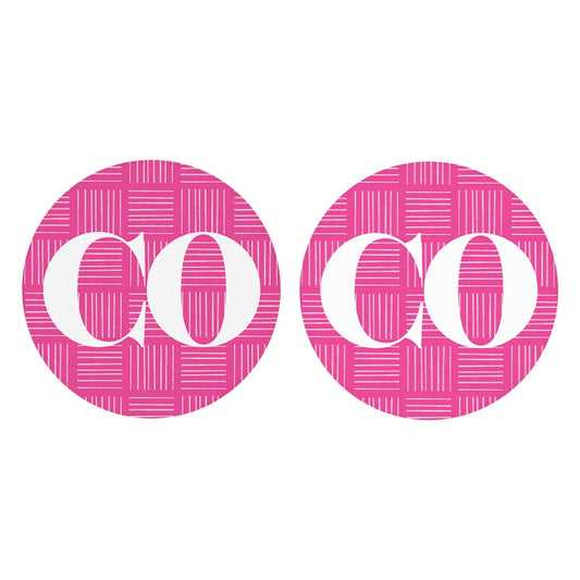 Bright Modern Abbreviated On Pink Colorado| Absorbent Car Coasters | Set of 2 | Min 4