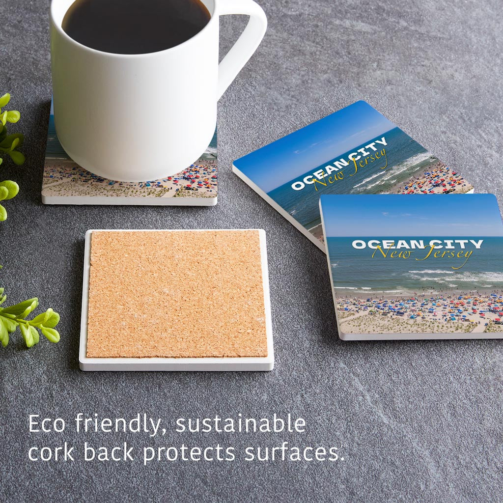 Beach Day Square Coaster| Absorbent Coasters | Set of 4 | Min 2
