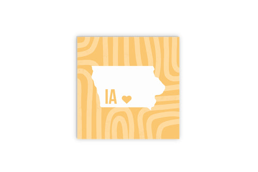 Boho Color Heart State On Yellow Iowa | Wood Sign | Eaches | Min 2