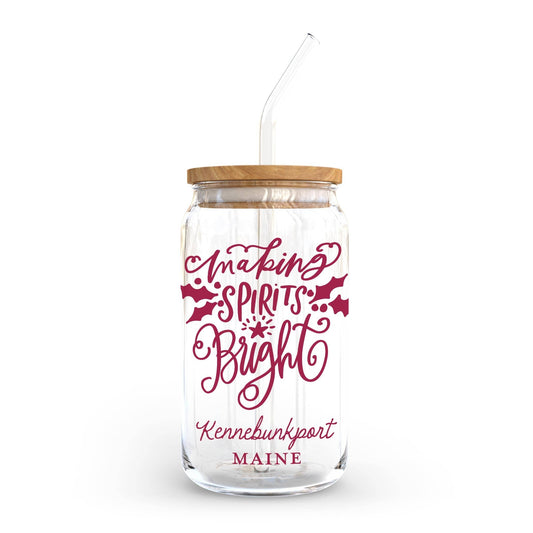 16oz Cold Brew Glass-Love + Local Winterberry