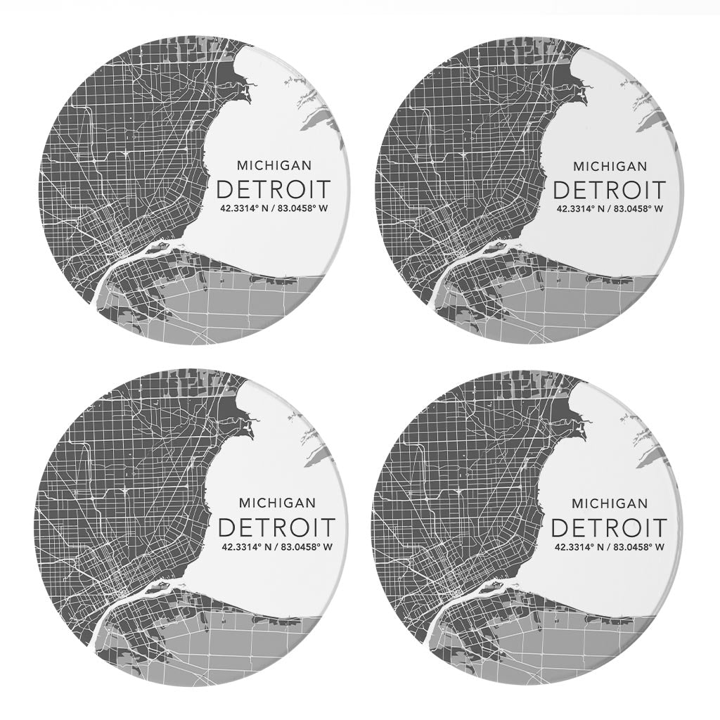 Grey Detroit Michigan Map & Coordinates | 4x4
