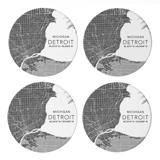Grey Detroit Michigan Map & Coordinates | 4x4