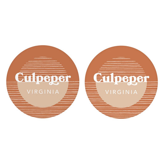 Vintage Groove Half Circle Lines Virginia Culpeper | Absorbent Car Coasters | Set of 2 | Min 4