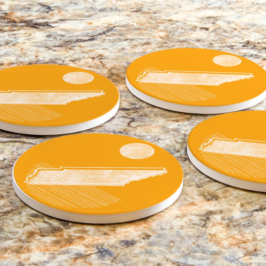 Bright Modern Geometric On Orange Tennessee | Absorbent Coasters | Set of 4 | Min 2