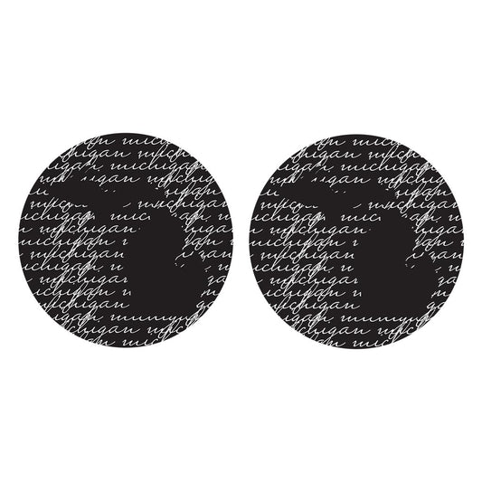 Black And White State Script Michigan| Absorbent Car Coasters | Set of 2 | Min 4