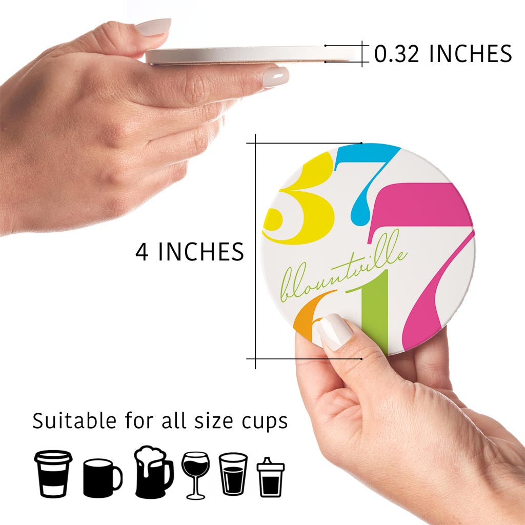 Bright Modern Color Block City Zip Tennessee Blountville | Absorbent Coasters | Set of 4 | Min 2