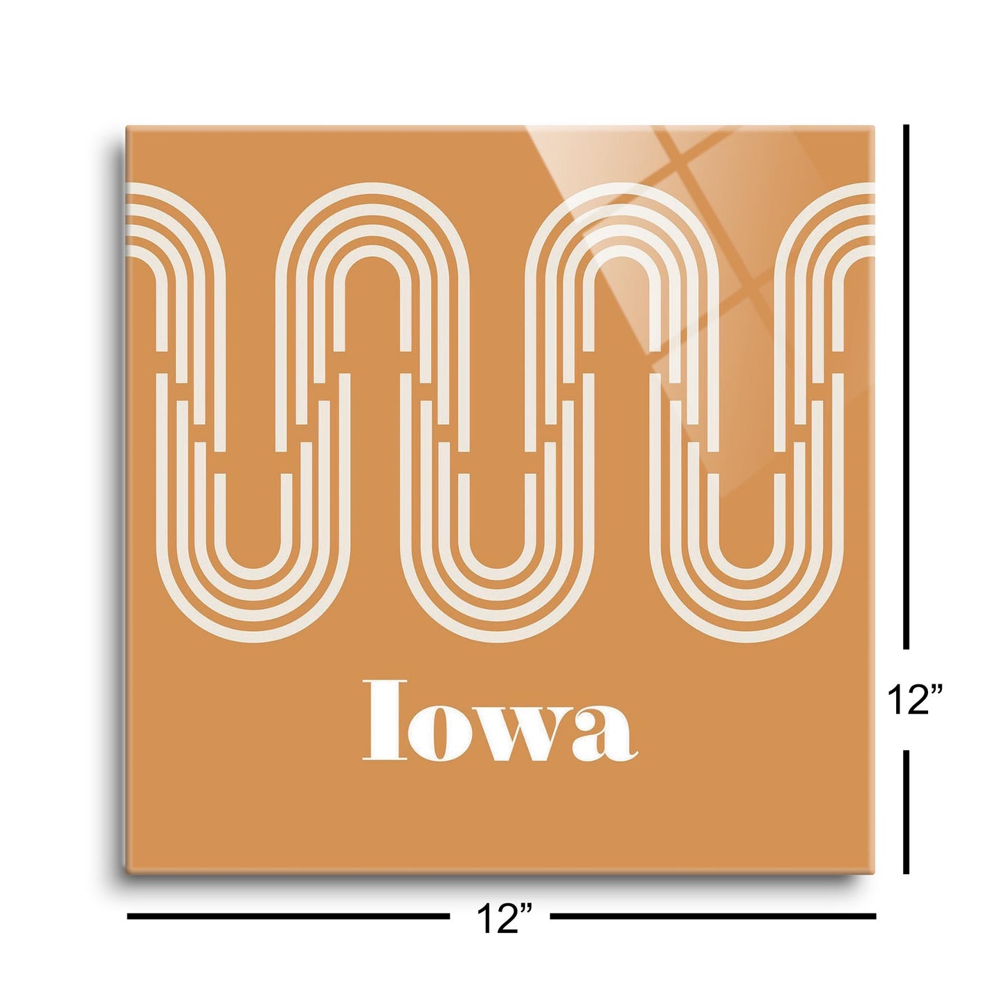 Vintage Groove Yellow Wave Lines Iowa | Hi-Def Glass Art | Eaches | Min 1