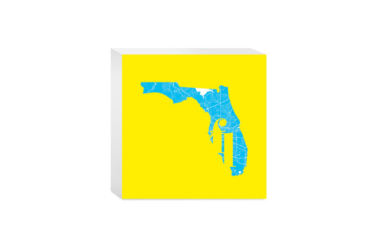 Bright Modern Abbreviated State Yellow Florida Tallahassee | Wood Block | Eaches | Min 4