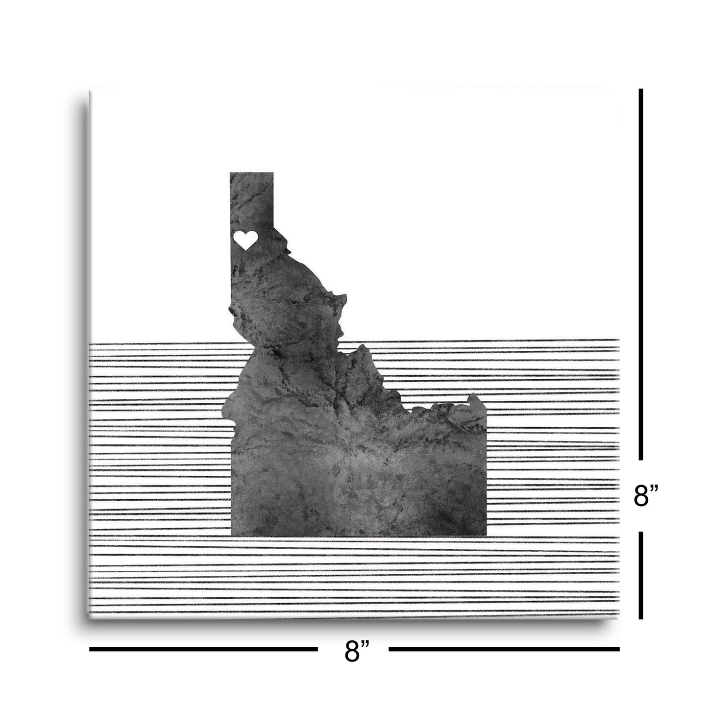 Minimalist B&W Idaho Coeur Dalene Heart Straight Lines | Hi-Def Glass Art | Eaches | Min 2