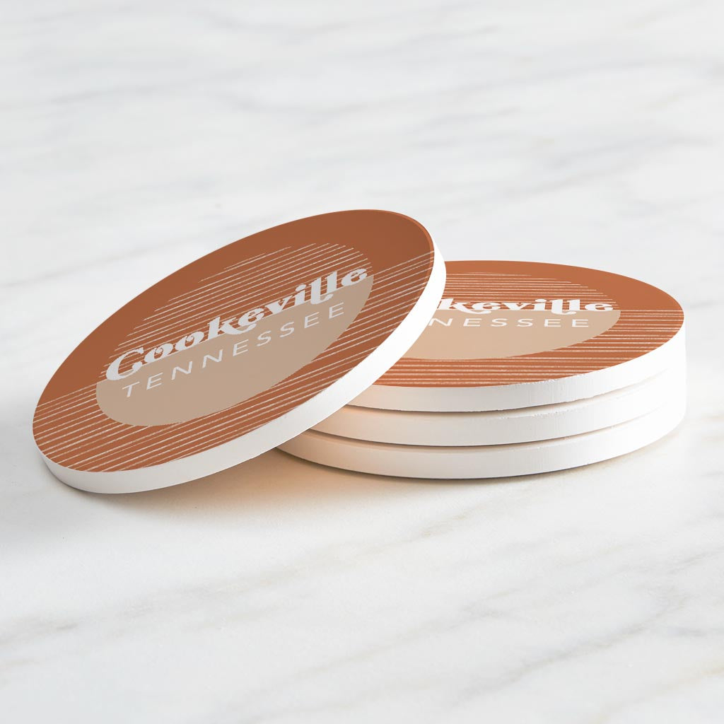 Vintage Groove State Star Map Tennessee Cookeville | Absorbent Coasters | Set of 4 | Min 2