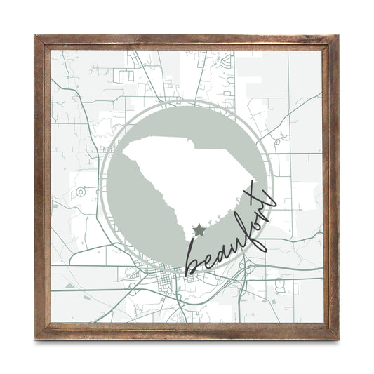 Vintage Groove State Star Map South Carolina Beaufort | Wood Sign | Eaches | Min 1