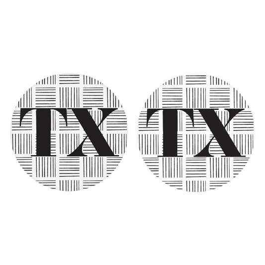 Black And White Abbreviated On White Texas | Absorbent Car Coasters | Set of 2 | Min 4