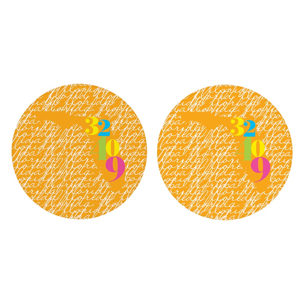 Bright Modern State Script Orange Florida Panama | Absorbent Car Coasters | Set of 2 | Min 4