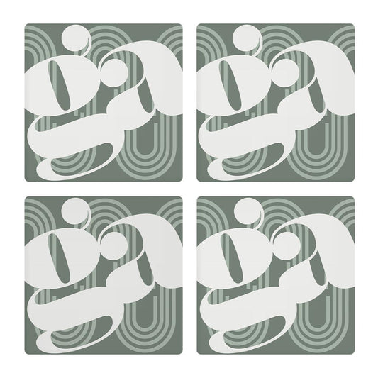 Vintage Groove Green Wave Lines Georgia Ga| Absorbent Coasters | Set of 4 | Min 2