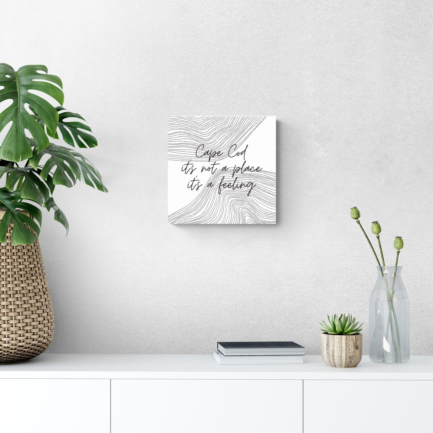 Minimalistic B&W Cape Cod A Feeling | Wood Sign | Eaches | Min 2
