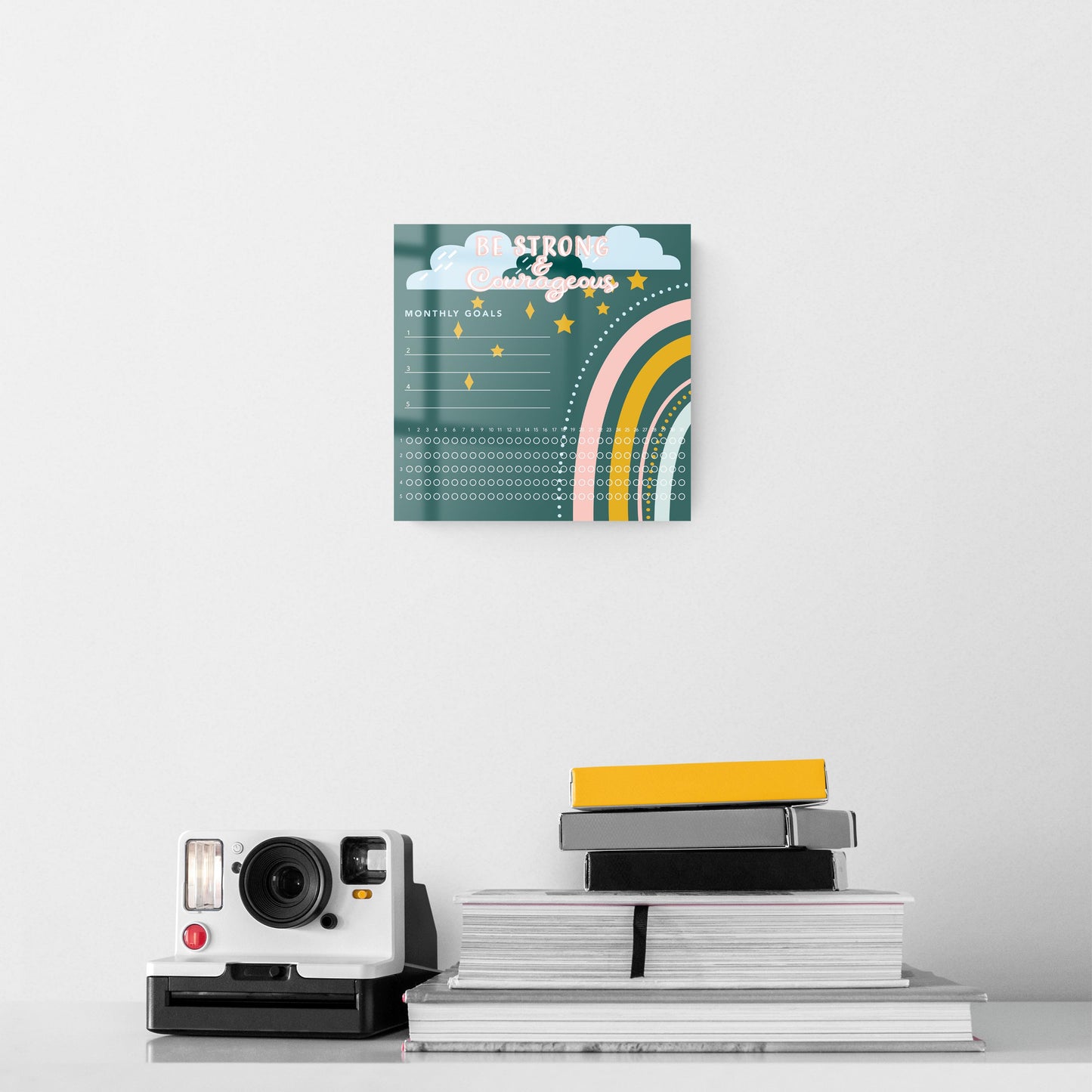 Childrens Green Rainbow Habit Tracker| Hi-Def Glass Art | Eaches | Min 2