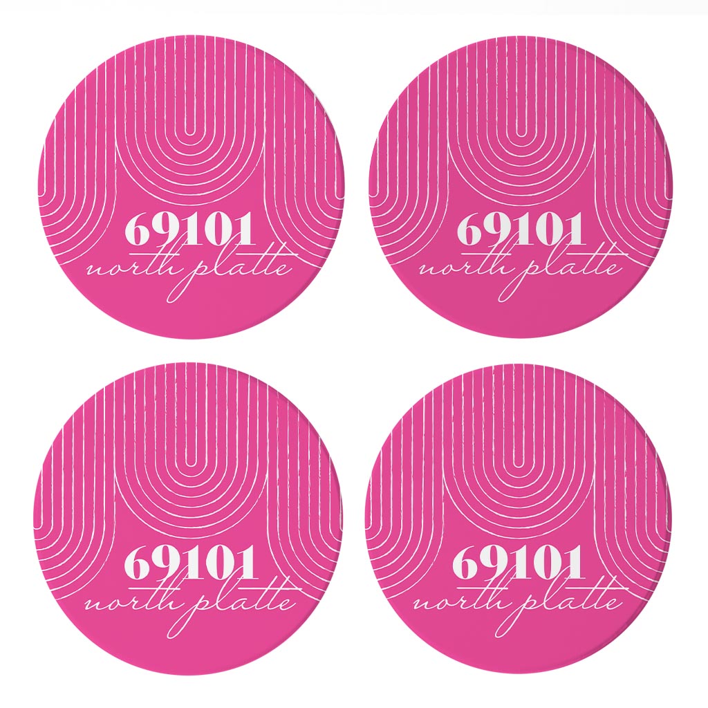 Bright Modern City Zip On Pink Nebraska North Platte | Absorbent Coasters | Set of 4 | Min 2