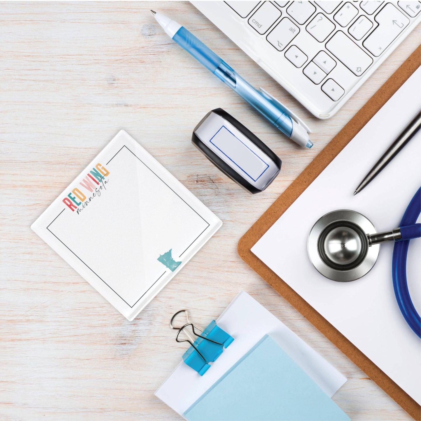 4x4 Clear Reminder-Watercolor City Red Wing Minnesota