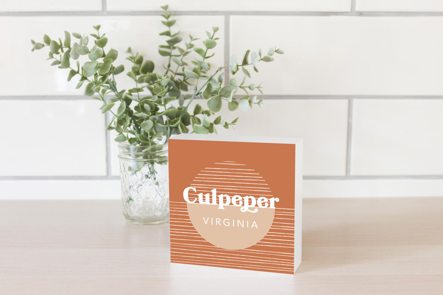 Vintage Groove Half Circle Lines Virginia Culpeper| Wood Block | Eaches | Min 4