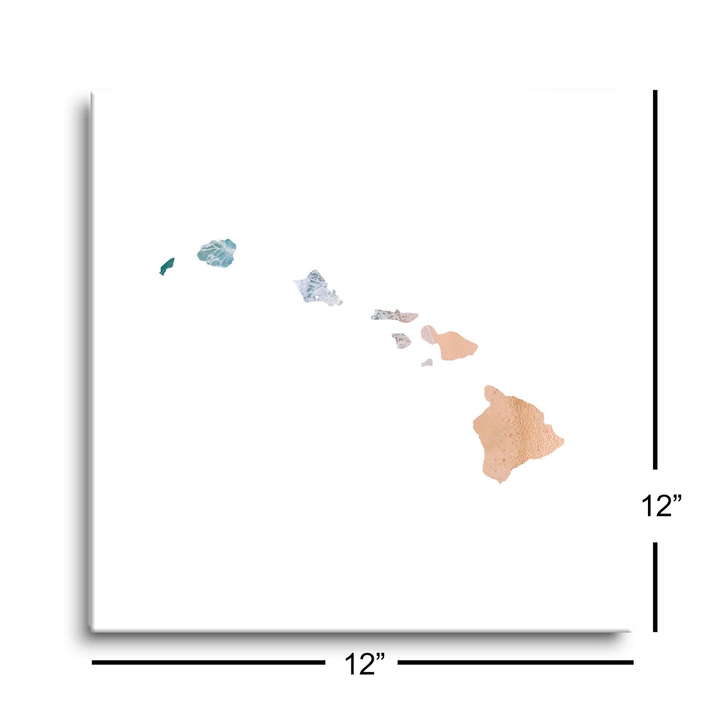 Hawaii State Shape Picture 12x12 Glass Plaque
