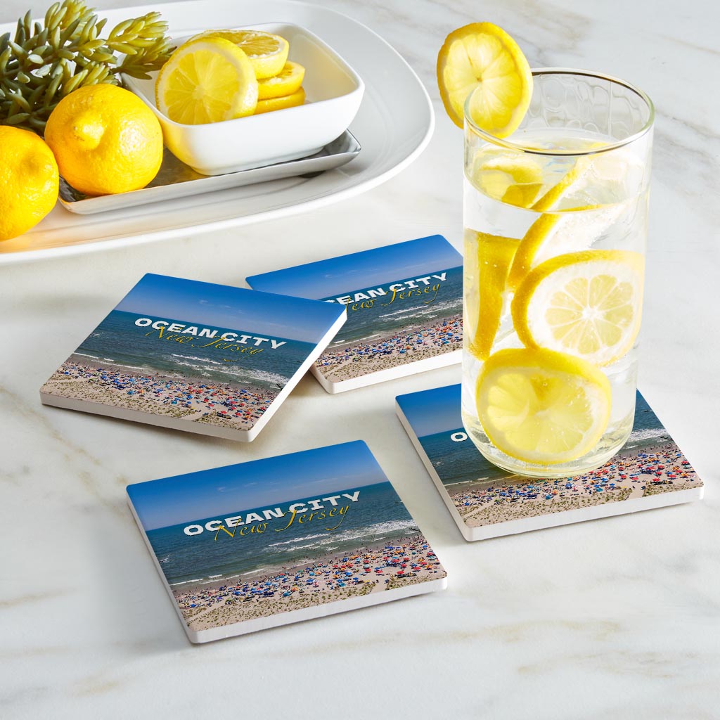 Beach Day Square Coaster| Absorbent Coasters | Set of 4 | Min 2