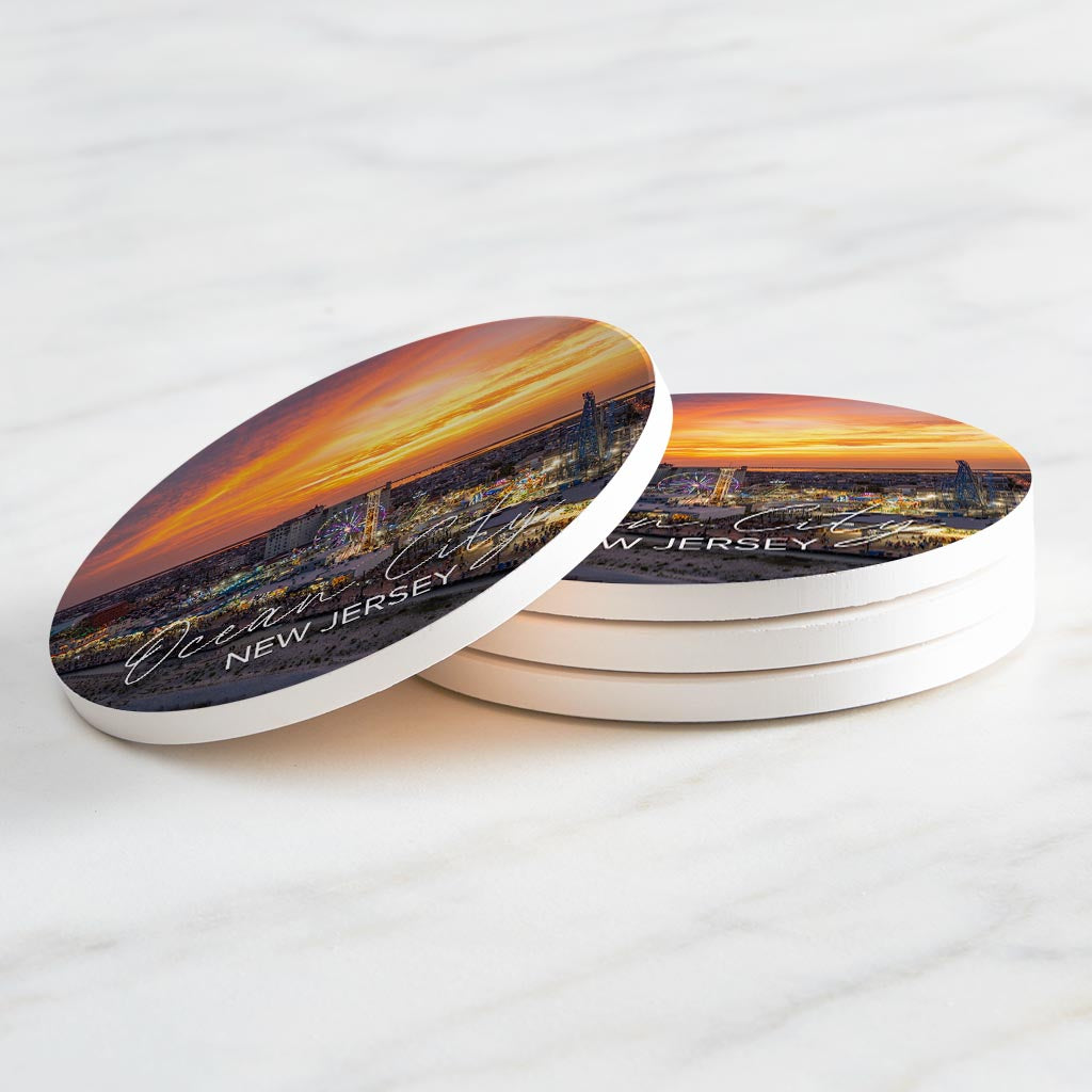 Playland Sunset Round Coaster | Absorbent Coasters | Set of 4 | Min 2
