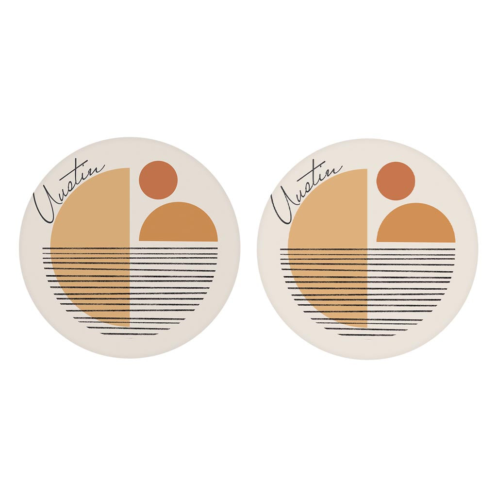 Vintage Groove Shapes Texas Austin | Absorbent Car Coasters | Set of 2 | Min 4