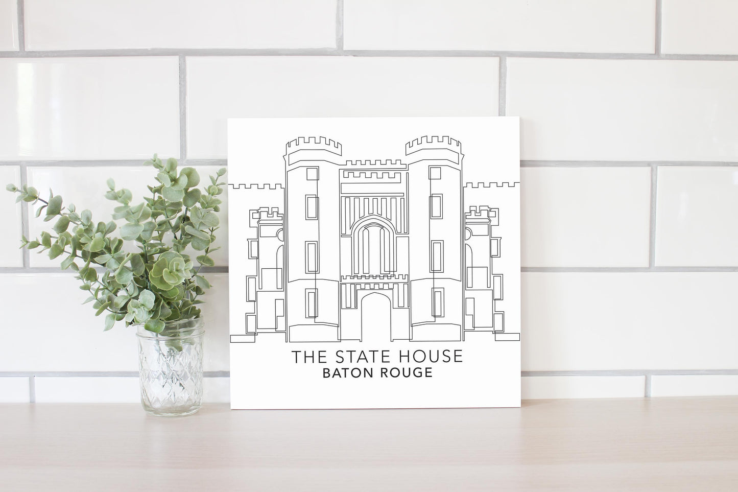 Minimalistic Baton Rouge State House | Wood Sign | Eaches | Min 2