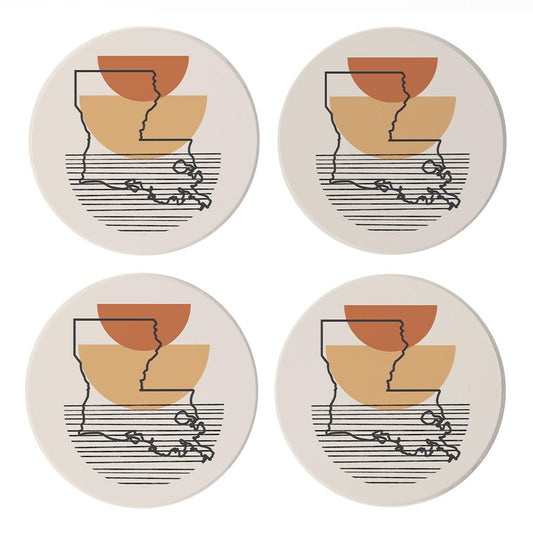Vintage Groove Shape Stack Louisiana | Absorbent Coasters | Set of 4 | Min 2