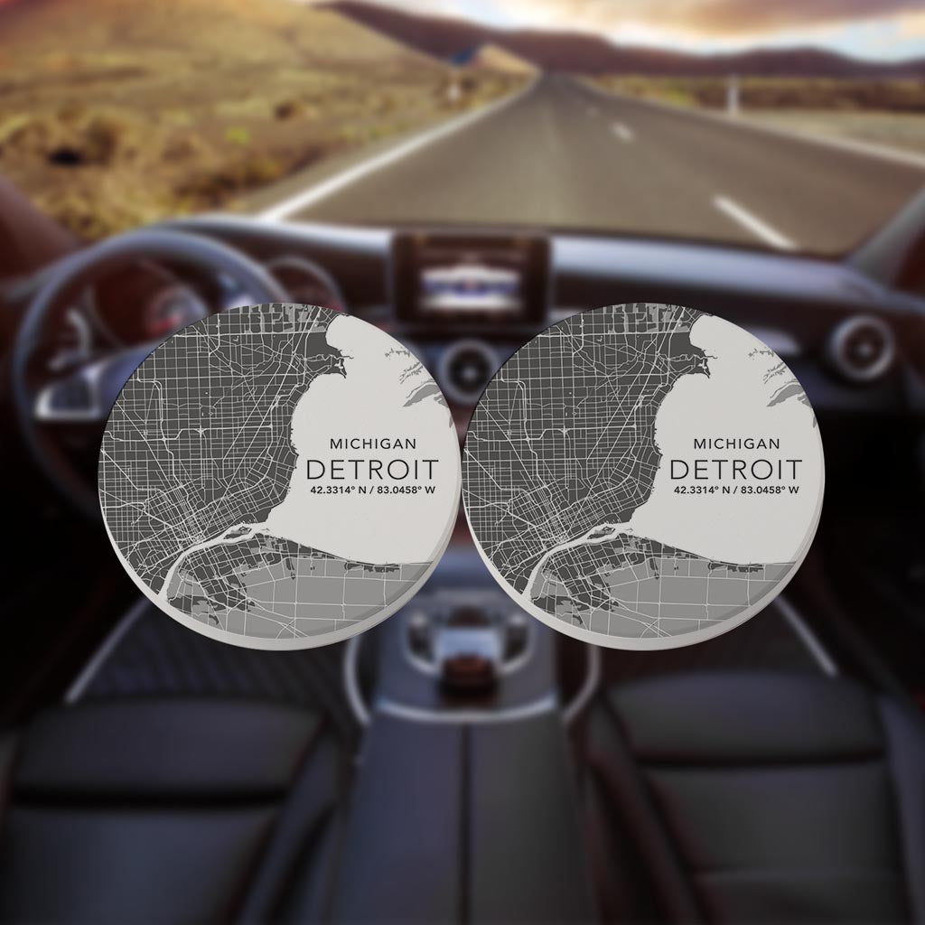 Grey Detroit Michigan Map & Coordinates | 2.65x2.65