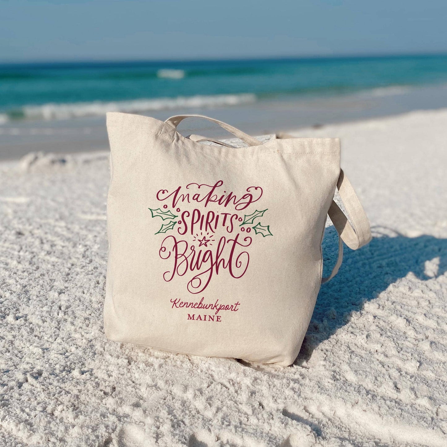 Tote Bag Natural Canvas-Love + Local Winterberry