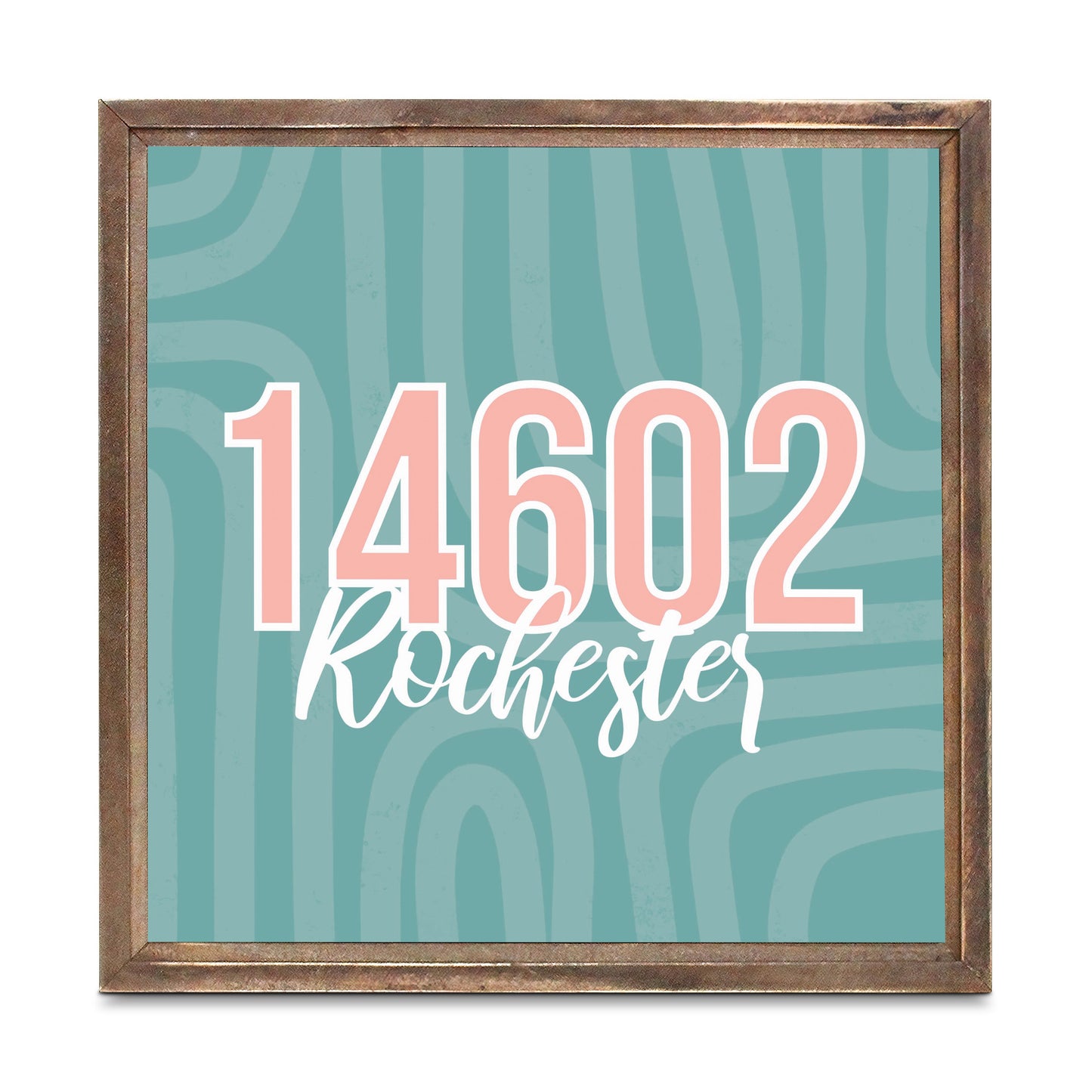 Boho Color City Zip On Blue New York Rochester | Wood Sign | Eaches | Min 1