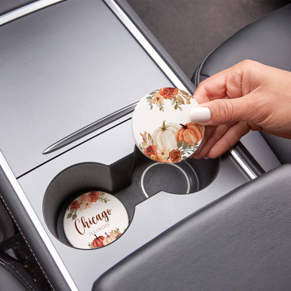 Car Coaster Pack, Fall, Harvest, Pumpkins, Custom Gift