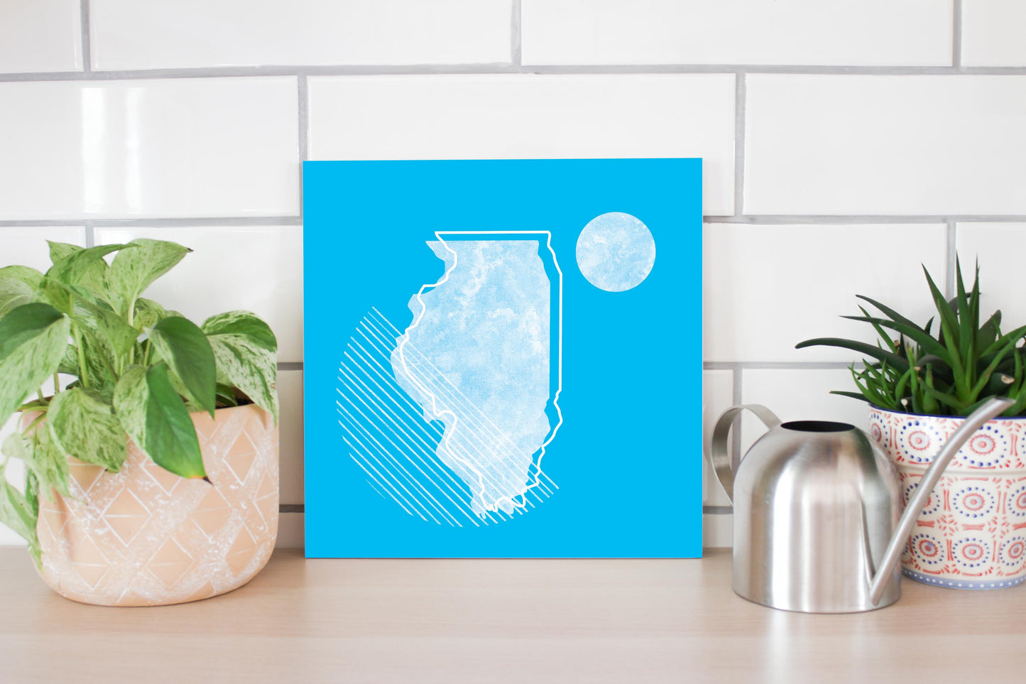 Bright Modern Geometric On Blue Georgia | Wood Sign | Eaches | Min 2