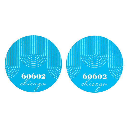 Bright Modern City Zip On Teal Illinois Chicago | Absorbent Car Coasters | Set of 2 | Min 4