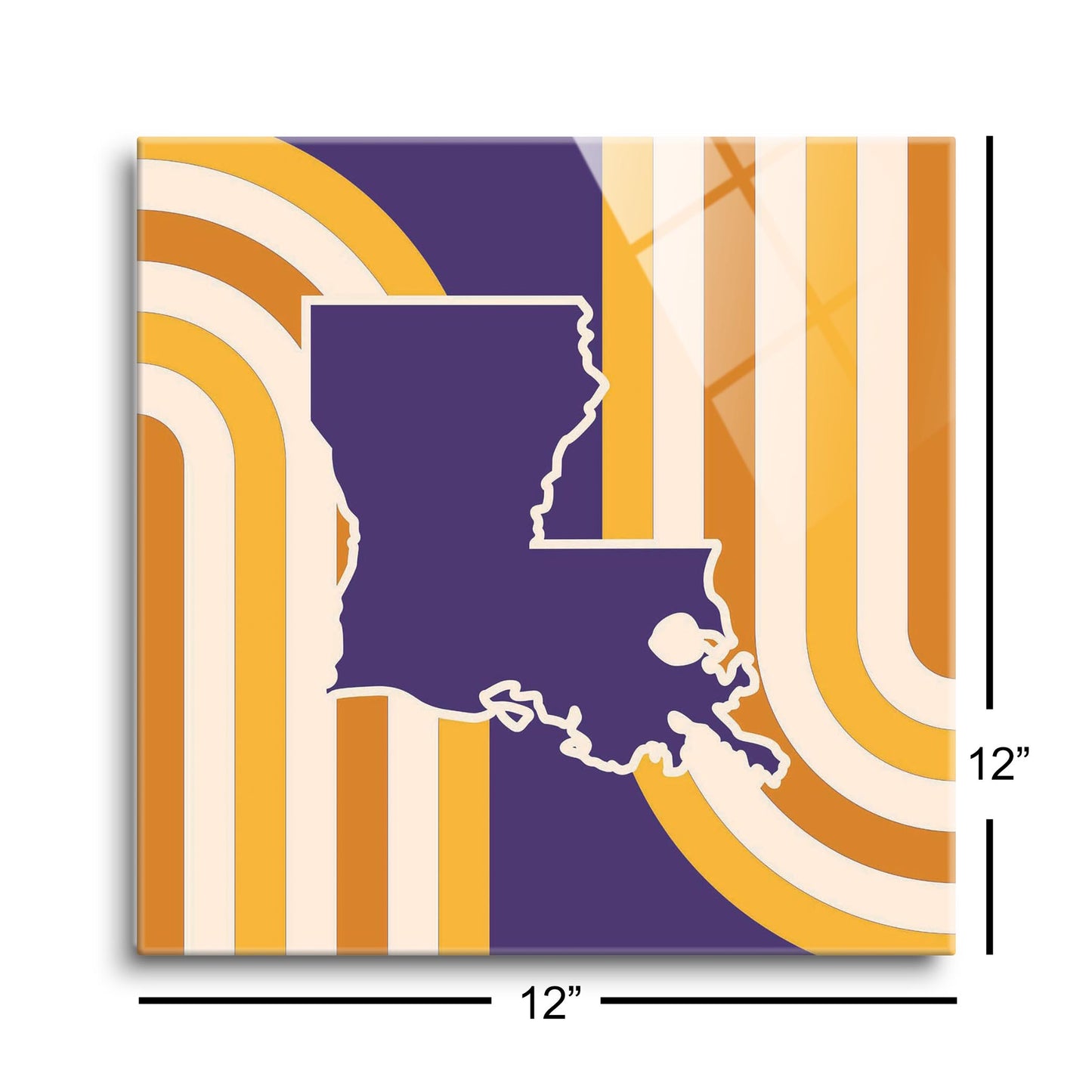 Purple Gold Louisiana Retro State Shape | Hi-Def Glass Art | Eaches | Min 1