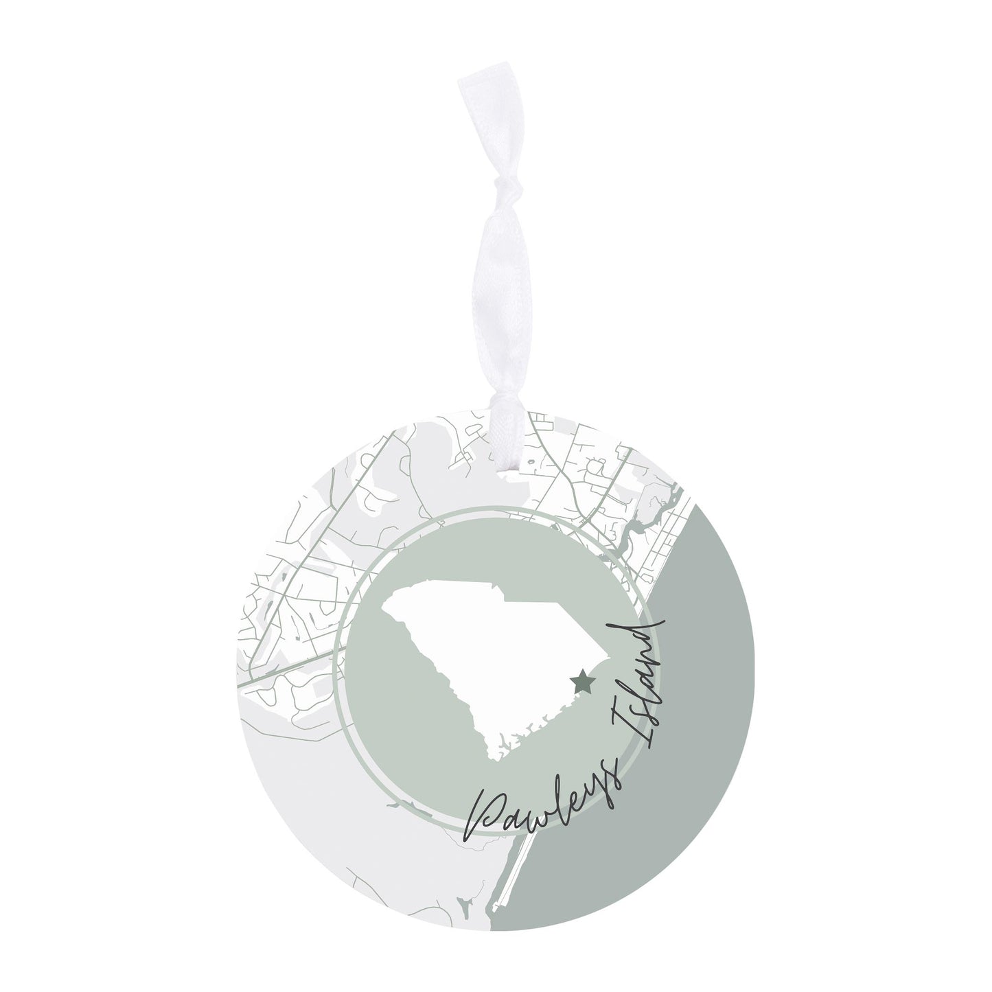 Vintage Groove State Star Map Pawleys Island | 4x4