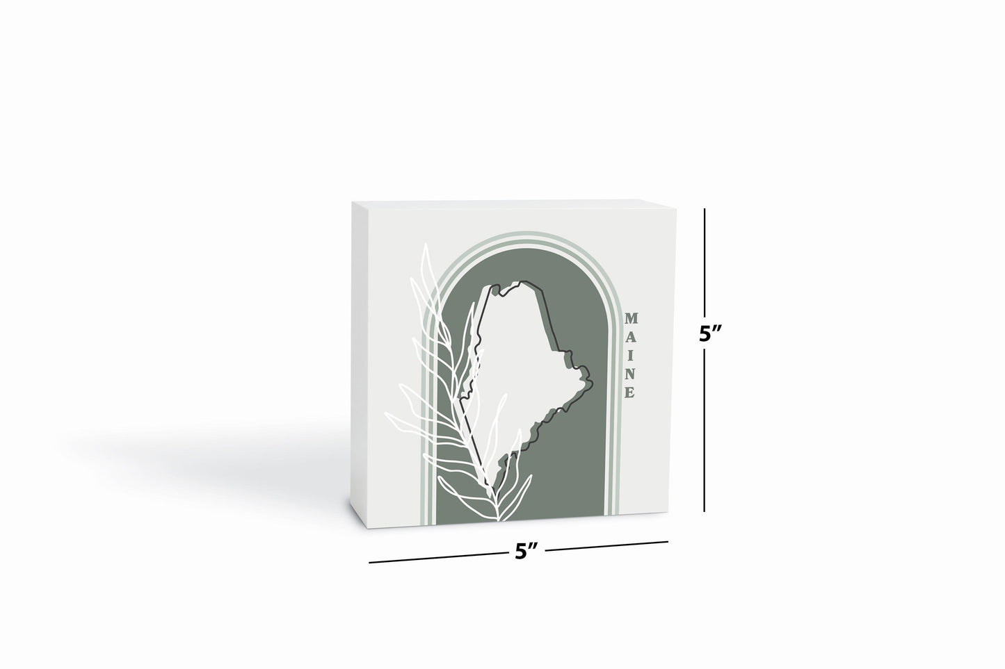 Vintage Groove State With Leaf Maine | Wood Block | Eaches | Min 4