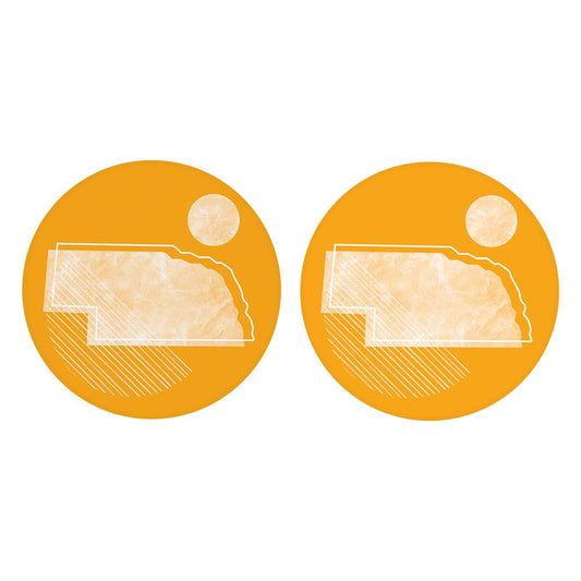 Bright Modern Geometric On Orange Nebraska| Absorbent Car Coasters | Set of 2 | Min 4
