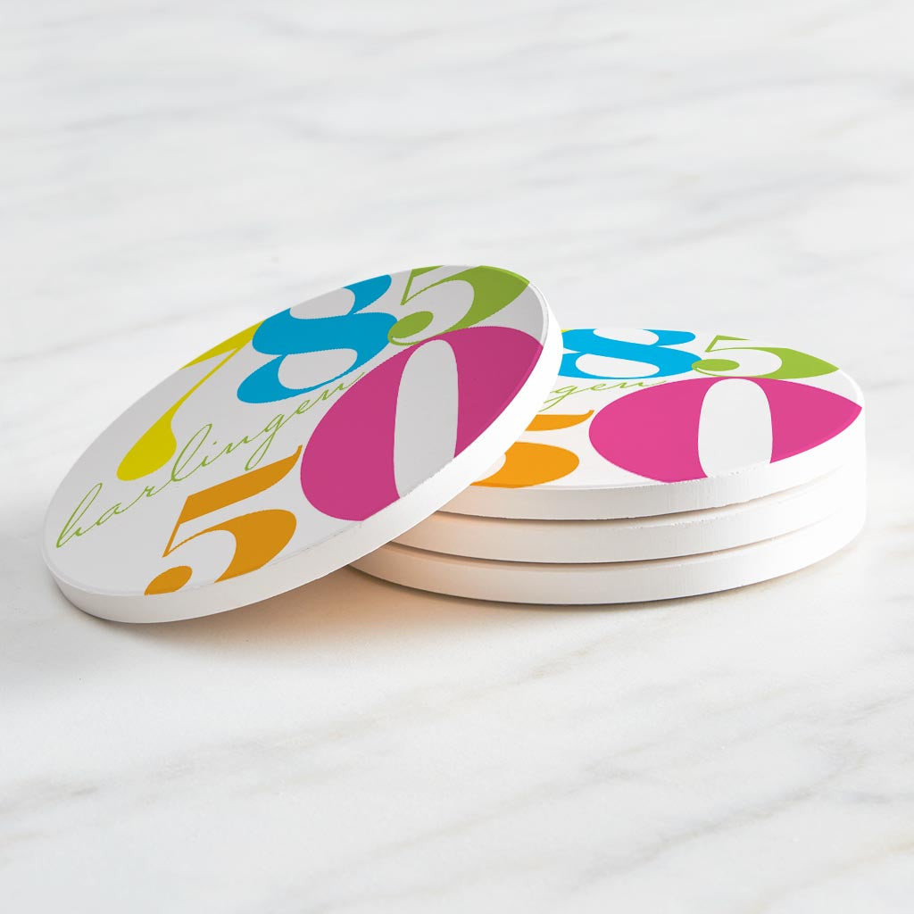 Bright Modern Color Block City Zip Texas Harlingen | Absorbent Coasters | Set of 4 | Min 2