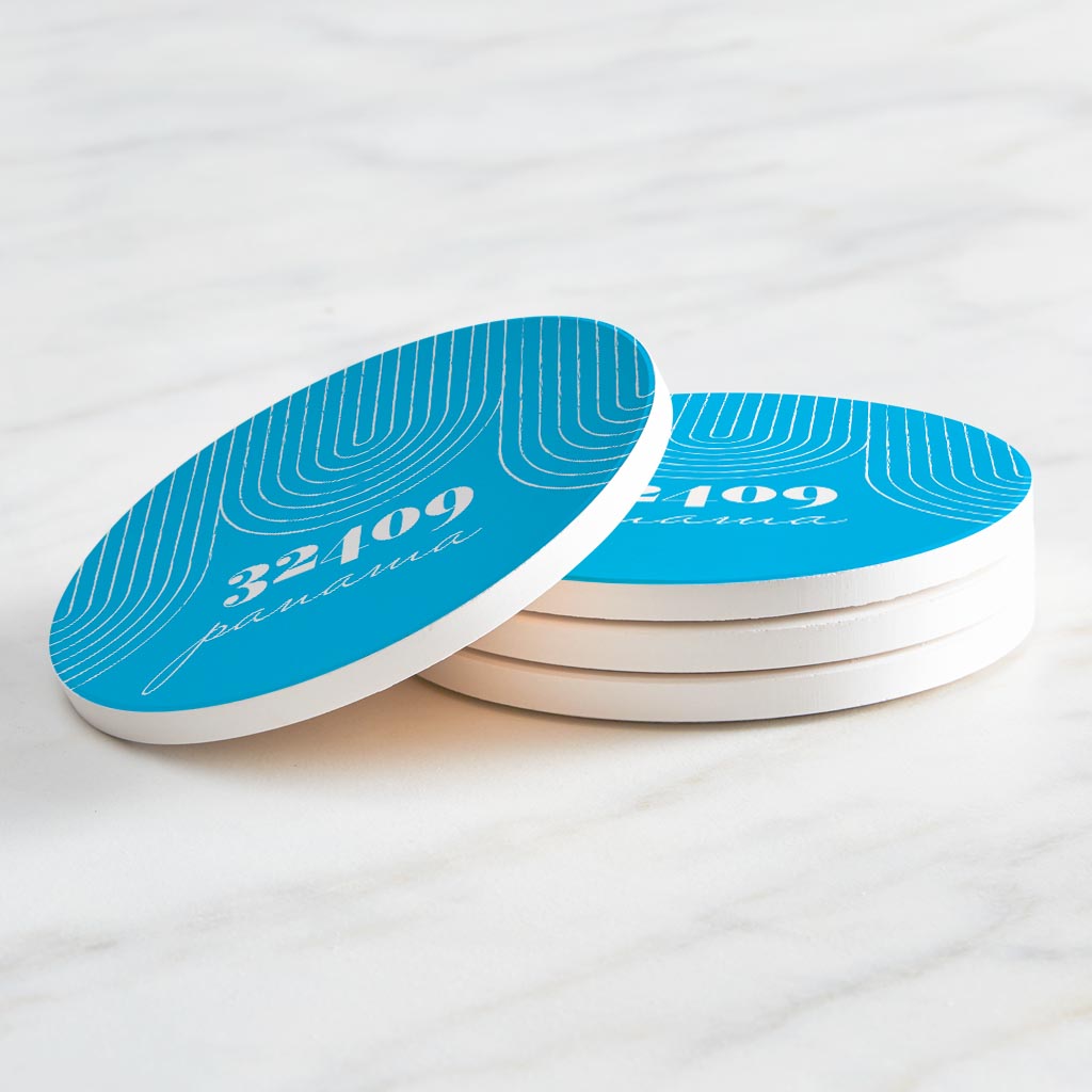 Bright Modern City Zip On Teal Florida Panama | Absorbent Coasters | Set of 4 | Min 2
