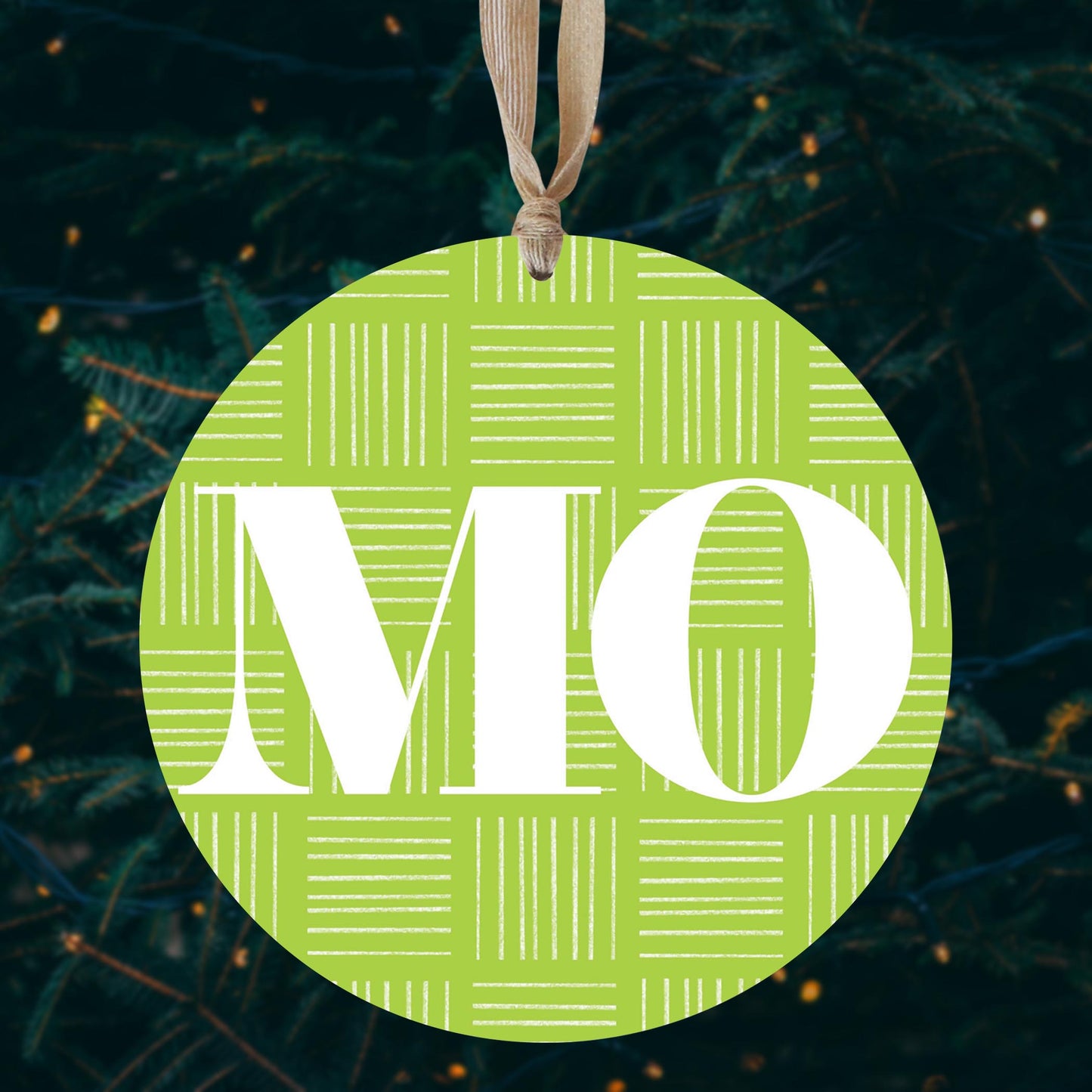 Bright Modern Abbreviated On Green Missouri | Wood Ornament | Eaches | Min 1