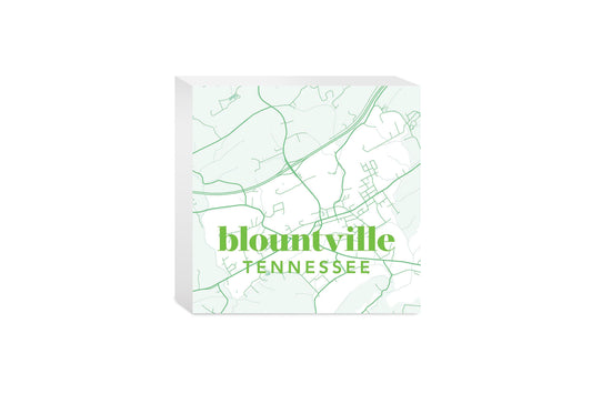 Bright Modern Green Map Tennessee Blountville | Wood Block | Eaches | Min 4