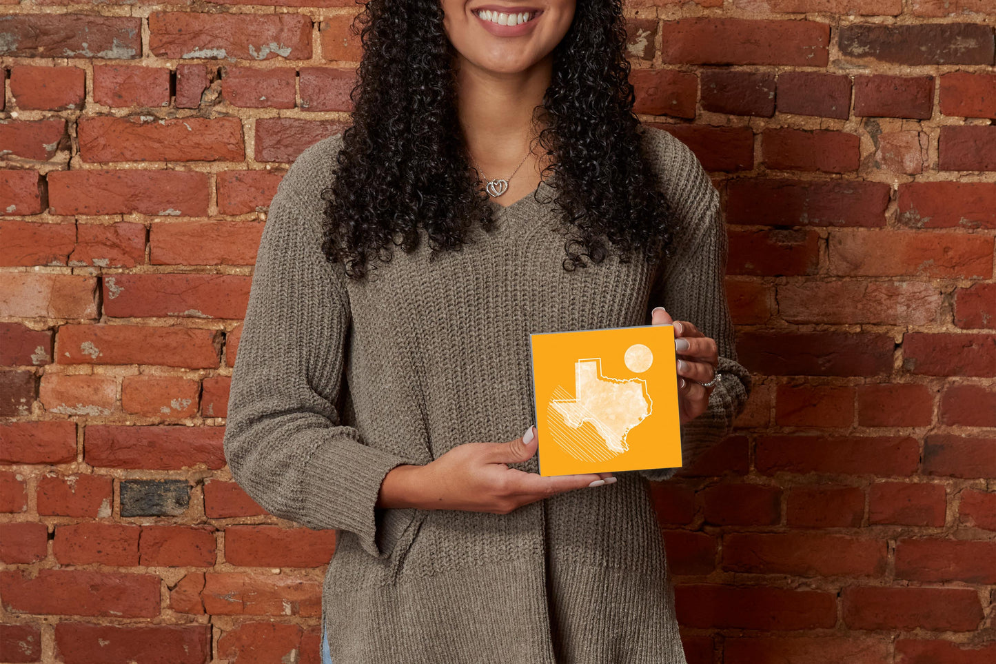Bright Modern Geometric On Orange Texas | Wood Block | Eaches | Min 4