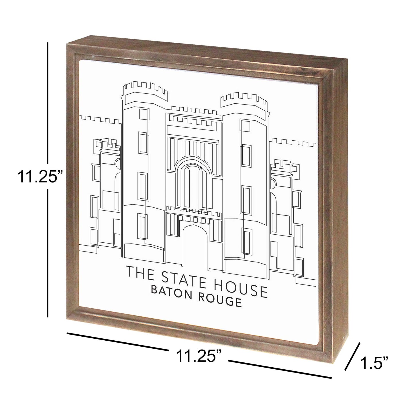 Minimalistic Baton Rouge State House | Wood Sign | Eaches | Min 1