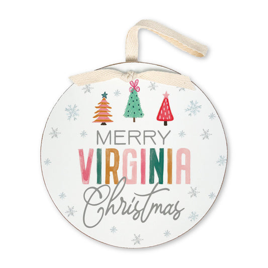 6" Round Ornament-Whimsy Wonderland Merry Virginia Christmas -0