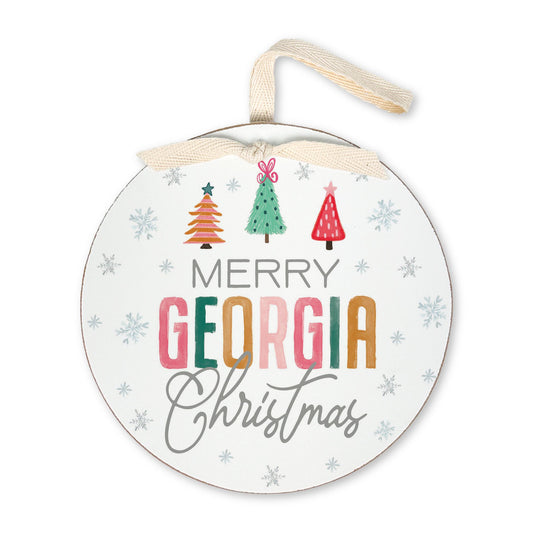 6" Round Ornament-Whimsy Wonderland Merry Georgia Christmas -0