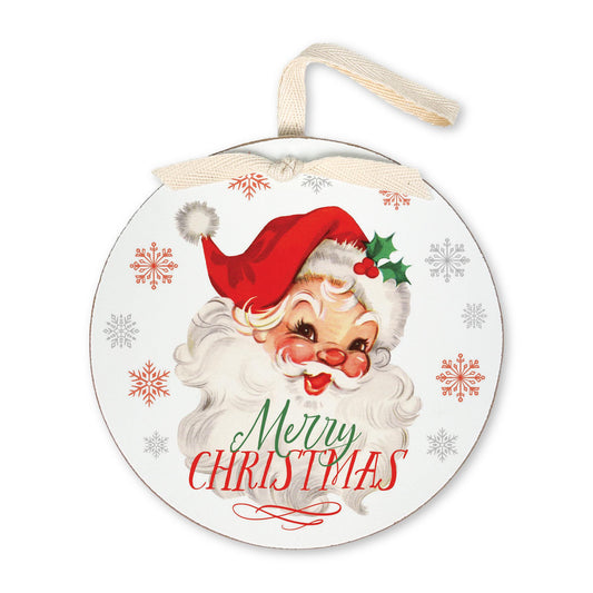 6" Round Ornament-Classic Santa Merry Christmas -0