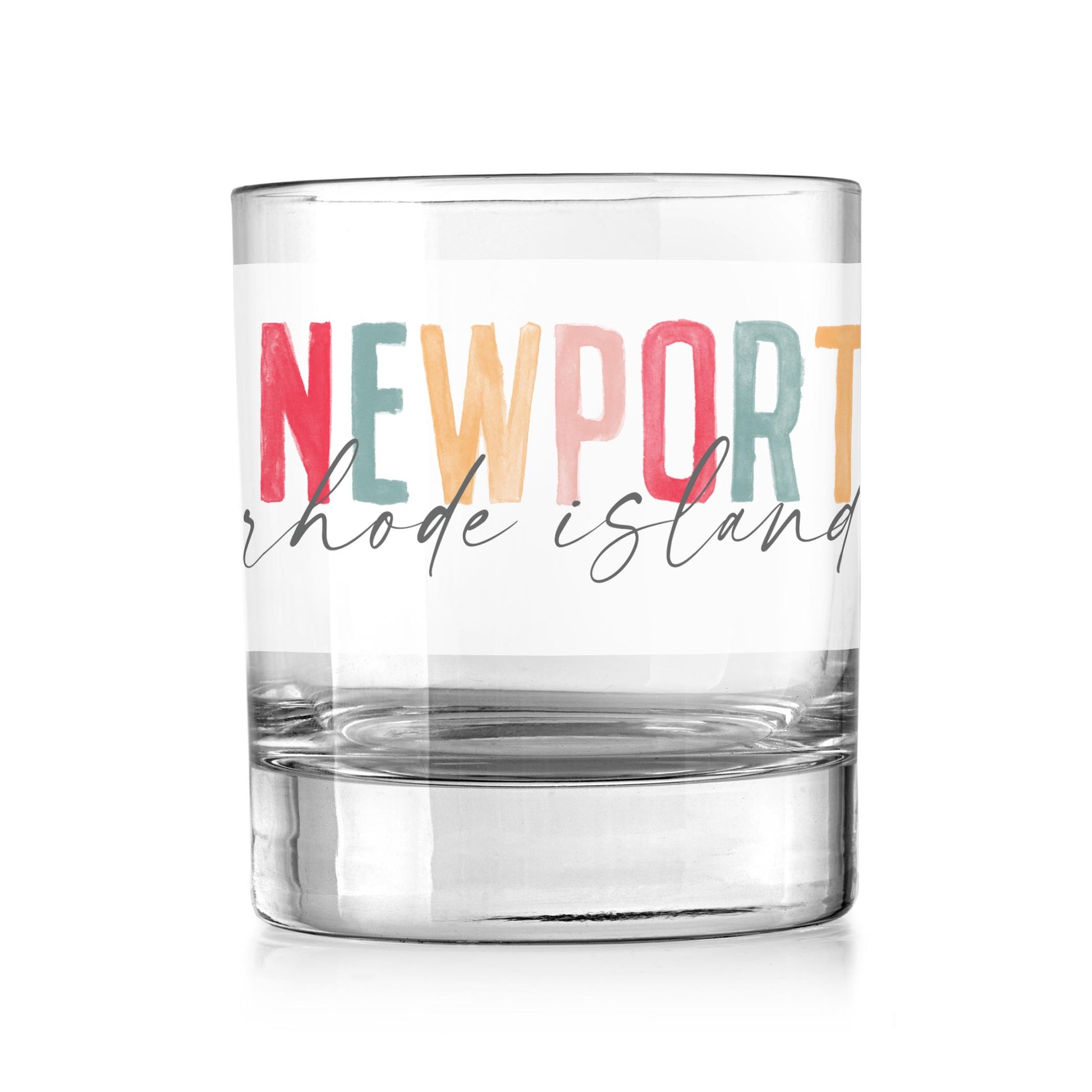 11oz Bourbon Glass-Watercolor City Newport Rhode Island -0