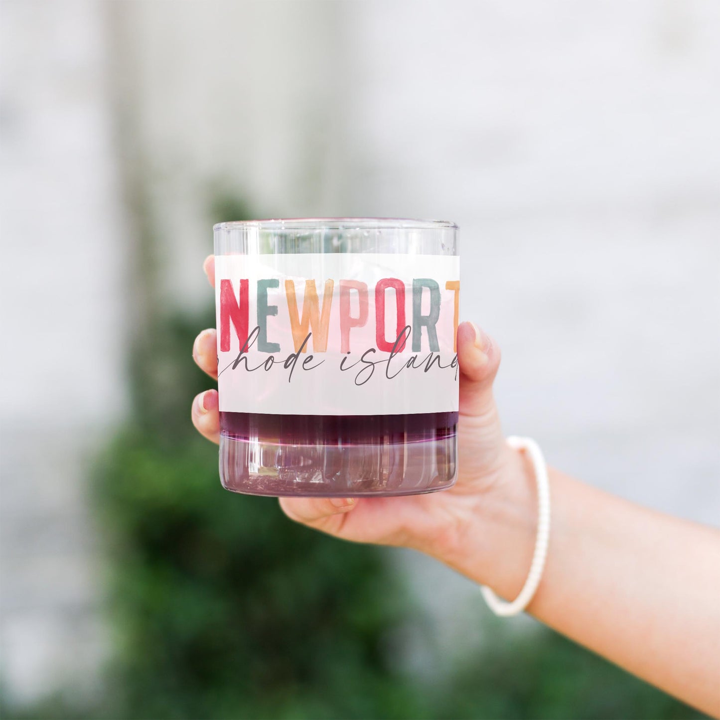 11oz Bourbon Glass-Watercolor City Newport Rhode Island -2